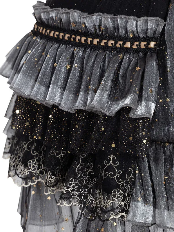 Sweet Lolita JSK Dress Lace Up Bows Tulle Polyester Black Lolita Jumper Skirts